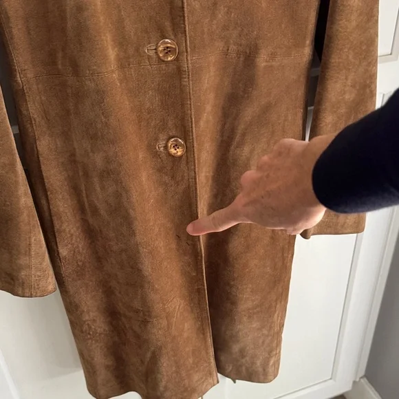 Arden B Vintage Long Brown Suede Trench Coat - Picture 6 of 7